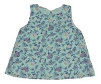 Tyrkysový šifonový halenkový květovaný top Infinity