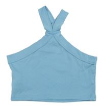 Světlemodrý žebrovaný crop top Shein 