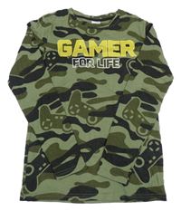 Khaki-černé army triko s nápisem Chapter young