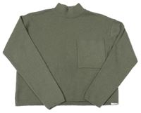 Khaki crop svetr s kapsou Primark