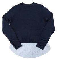 Tmavomodrý svetr se všitou halenkou H&M