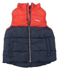 Tmavomodro-červená šusťáková prošívaná zateplená vesta H&M