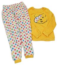 Žluto-bílé chlupato-fleecové pyžamo s Pudsey George 