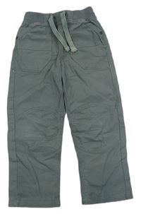 Šedé kostkované plátěné kalhoty s úpletový pasem L&D