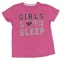 Růžové pyžamové tričko s nápisy a srdíčkem zn. PEP&CO