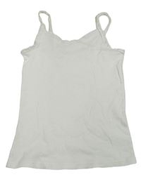 Bílý žebrovaný top s krajkou H&M