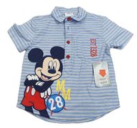 Modro-světlešedá pruhovaná polokošile s Mickey zn. Disney