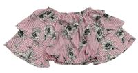Bílo-růžová pruhovaná crop halenka s květy RIVER ISLAND