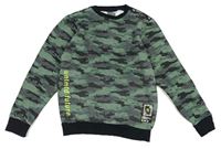Army-černá mikina s nápisy a pruhy 