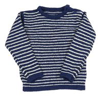 Tmavomodro-bílý pruhovaný melírovaný svetr M&S