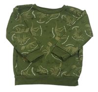 Khaki mikina s kostrami dinosaurů a nápisy PRIMARK
