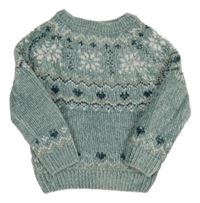 Olivový melírovaný žinylkový svetr se vzorem a vločkami PRIMARK