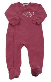 Vínový fleecový overal se srdíčkem z květů a nápisem Ergee