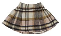 Bílo-hnědo-světlerůžovo-tmavohnědá kostkovaná vlněná sukně St. Bernard
