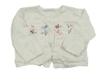 Smetanový propínací svetr s květy a králíčkem a motýlkem little nutmeg