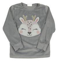 Šedá plyšová mikina se zvířátkem C&A