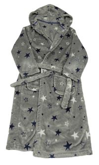 Šedý plyšový župan s hvězdičkami a kapucí M&S