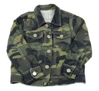 Army riflová crop bunda s límečkem SHEIN