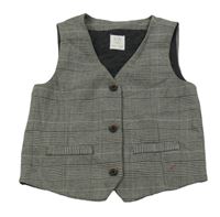 Šedo-černo-bílá kostkovaná vzorovaná slavnostní vesta C&A