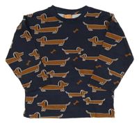 Tmavomodré melírované triko s pejsky PUSBLU