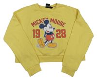 Žlutá oversize crop mikina s Mickey PRIMARK