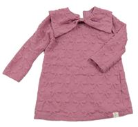 Starorůžové teplákové šaty s mašlemi a límcem George