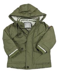 Khaki šusťáková zimní bunda s nášivkou a kapucí dopodopo