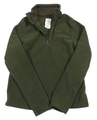 Tmavokhaki fleecová funkční mikina s logem SOLOGNAC