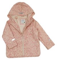 Světlepudrovo-růžová vzorovaná nepromokavá jarní bunda s kapucí PRIMARK