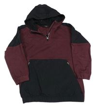 Mahagonovo-černá teplákovo/šusťáková mikina s kapucí George