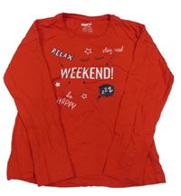 Červené pyžamové triko s nápisy a řasami a hvězdičkami Pepperts!