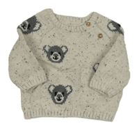 Světlešedý melírovaný svetr s medvídky C&A