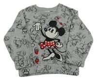 Šedá melírovaná crop mikina s Minnie Disney