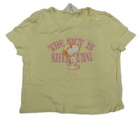 Žluté crop tričko se Snoopym a nápisy H&M