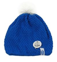Nové - cobaltově modro-safírová melírovaná pletená čepice s bambulí Croky
