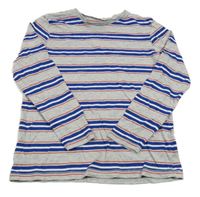 Šedo-safírovo-bílo-červené pruhované melírované triko George