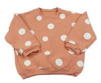 Skořicovo-bílá puntíkatá žebrovaná oversize mikina George