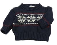 Tmavomodrý svetr s vločkami GAP