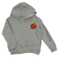 Šedá melírovaná mikina se znakem - Avengers a kapucí Disney