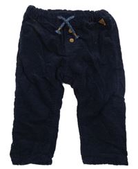 Tmavomodré manšestrové podšité kalhoty H&M