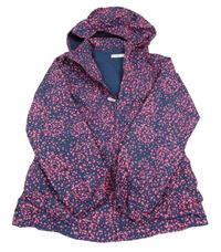 Tmavomodro/růžová skvrnitá šusťáková jarní parka s odepínací kapucí name it.