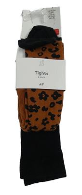 Nové - 2x - Punčocháče - Hnědo-černé vzorované, černé H&M