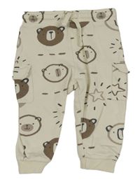 Smetanové cargo tepláky s medvídky F&F