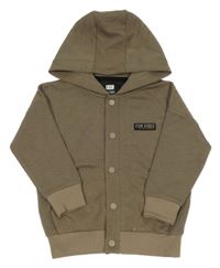 Béžovošedo-černá pruhovaná baseballová oversize mikina s nášivkou a kapucí F&F