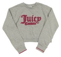 Šedá melírovaná crop mikina s logem Juicy Couture