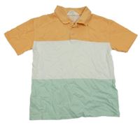 Bílo-oranžovo-mentolové polo tričko H&M