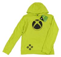Nové - limetková mikina s X-BOX a kapsou a kapucí PEP&CO