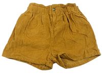 Medové manšestrové paper bag kraťasy Tu