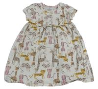 Smetanové bavlněné šaty se zvířaty Mothercare