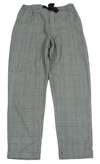 Černo-bílé kostkované teplákové kalhoty H&M